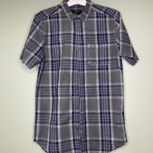 Mens shirt sleeve plaid button up